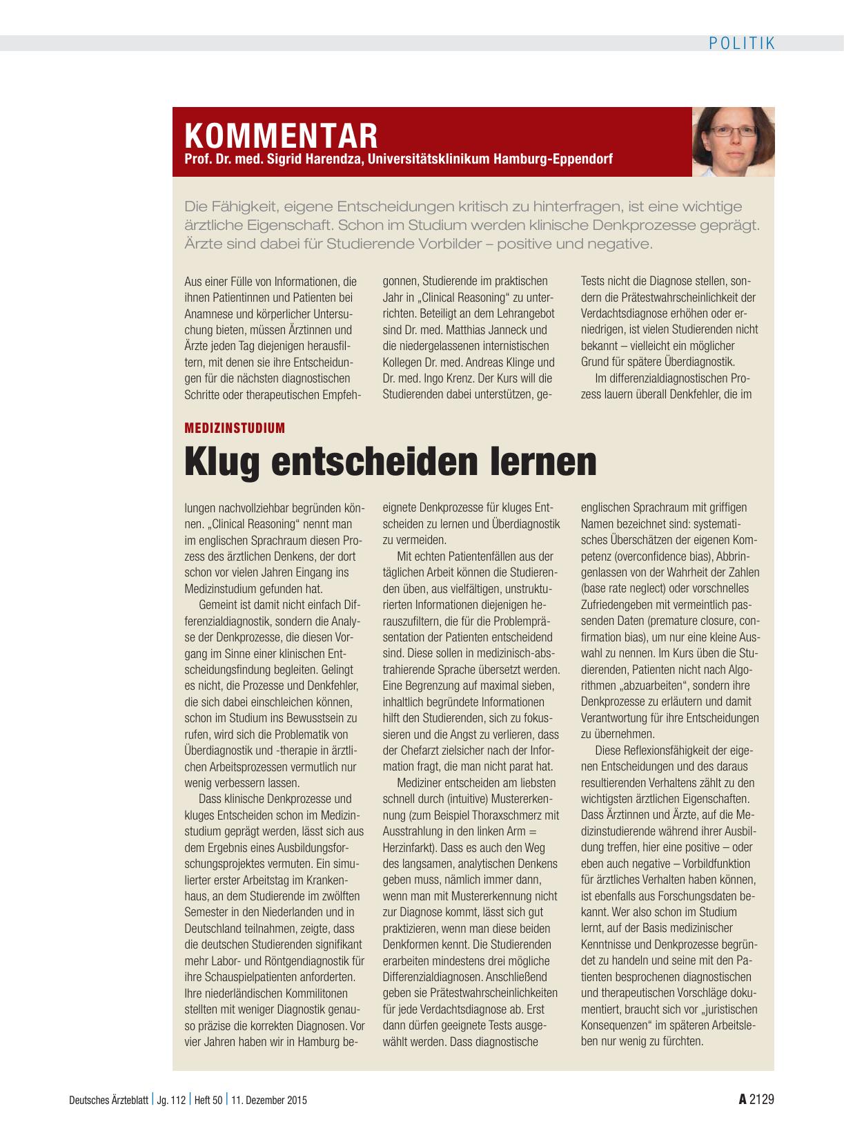 Vorschauseite 1: Medizinstudium: Klug entscheiden lernen