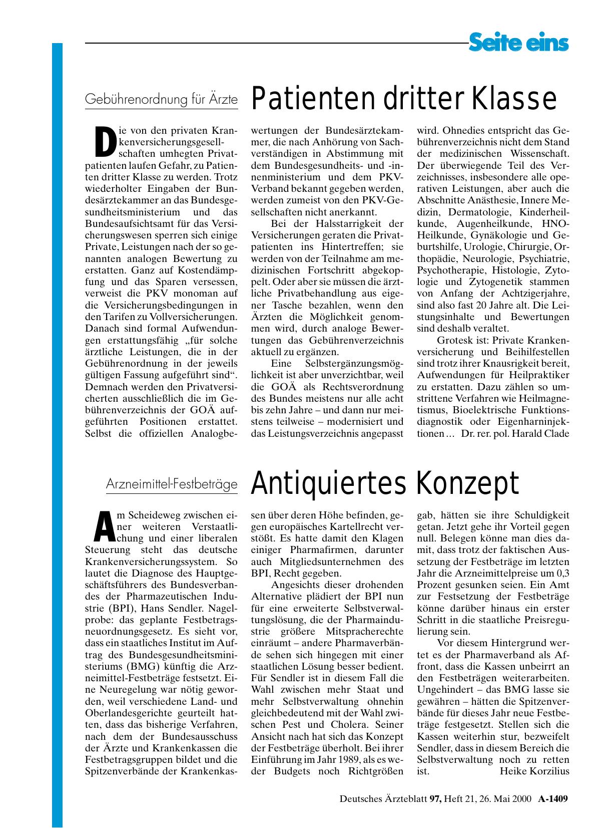 Vorschauseite 1: Arzneimittel-Festbeträge: Antiquiertes Konzept