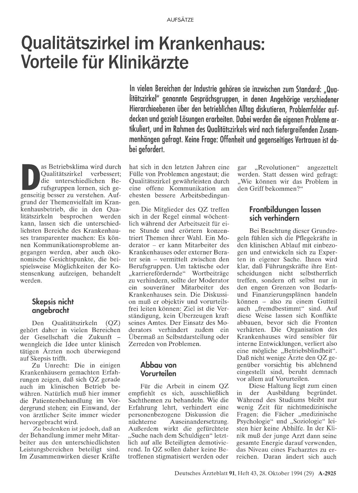 Vorschauseite 1: Qualitätszirkel im Krankenhaus: Vorteile für Klinikärzte