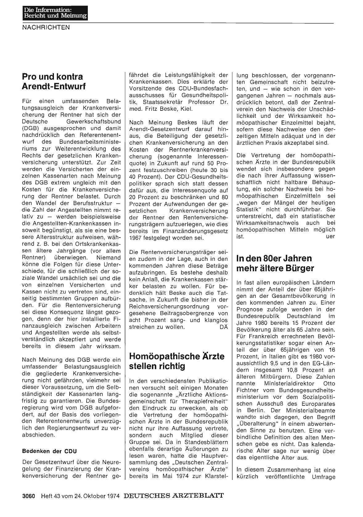 Vorschauseite 1: Pro und kontra Arendt-Entwurf