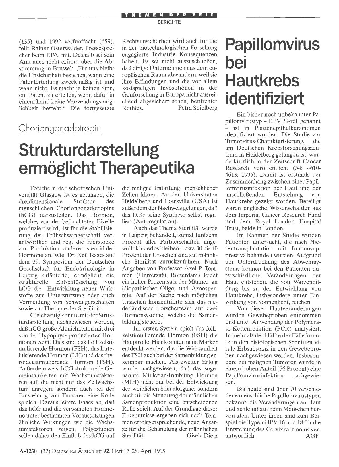 Vorschauseite 1: Papillomvirus bei Hautkrebs identifiziert