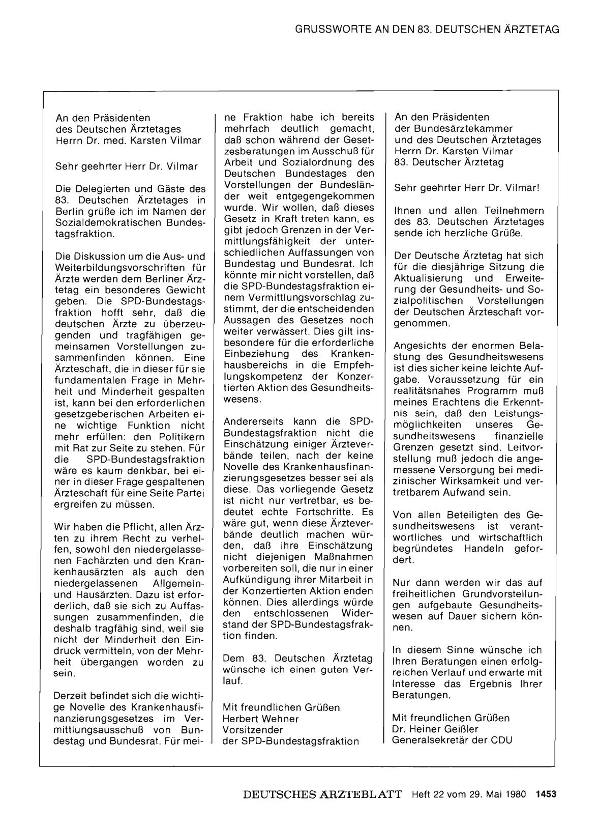 Vorschauseite 1: Grußworte an den 83. Deutschen Ärztetag