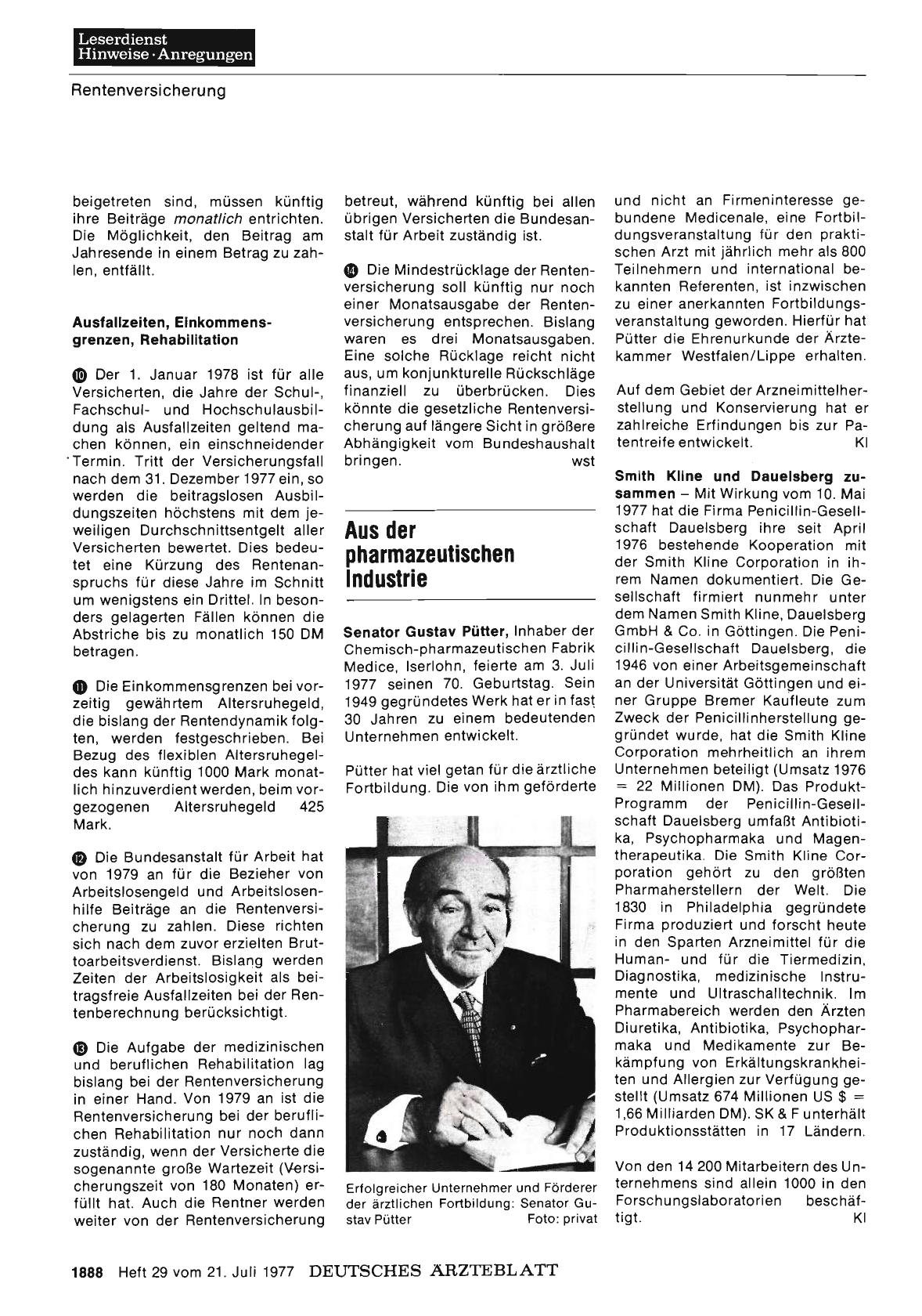 Vorschauseite 1: Aus der pharmazeutischen Industrie