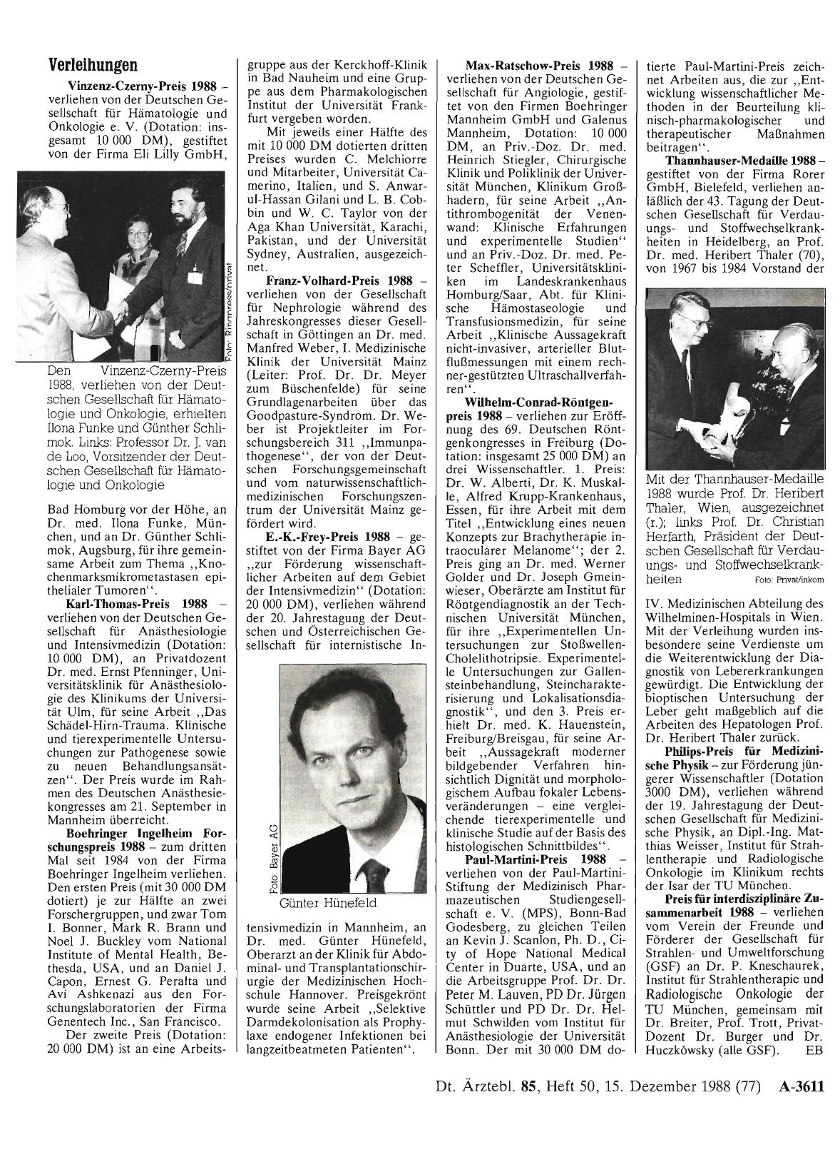 Vorschauseite 1: Preise: Verleihungen