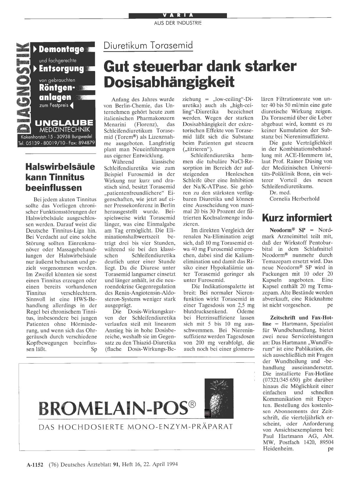 Vorschauseite 1: Halswirbelsäule kann Tinnitus beeinflussen