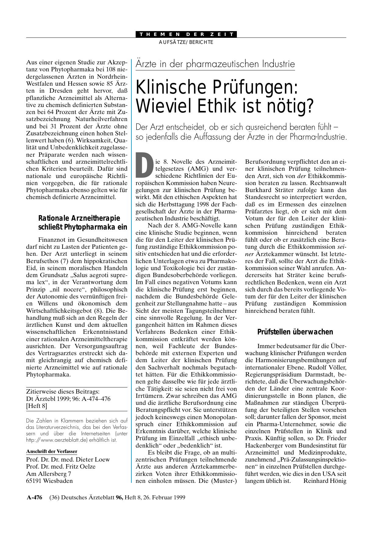 Vorschauseite 1: Ärzte in der pharmazeutischen Industrie – Klinische Prüfungen: Wieviel Ethik ist nötig?