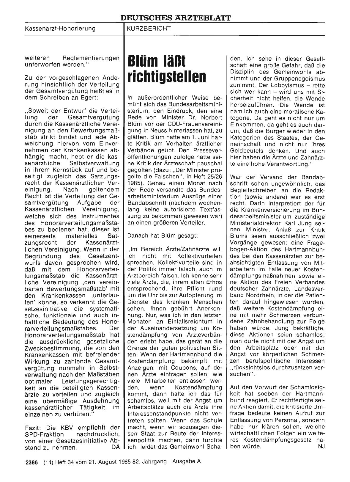 Vorschauseite 1: Blüm läßt richtigstellen