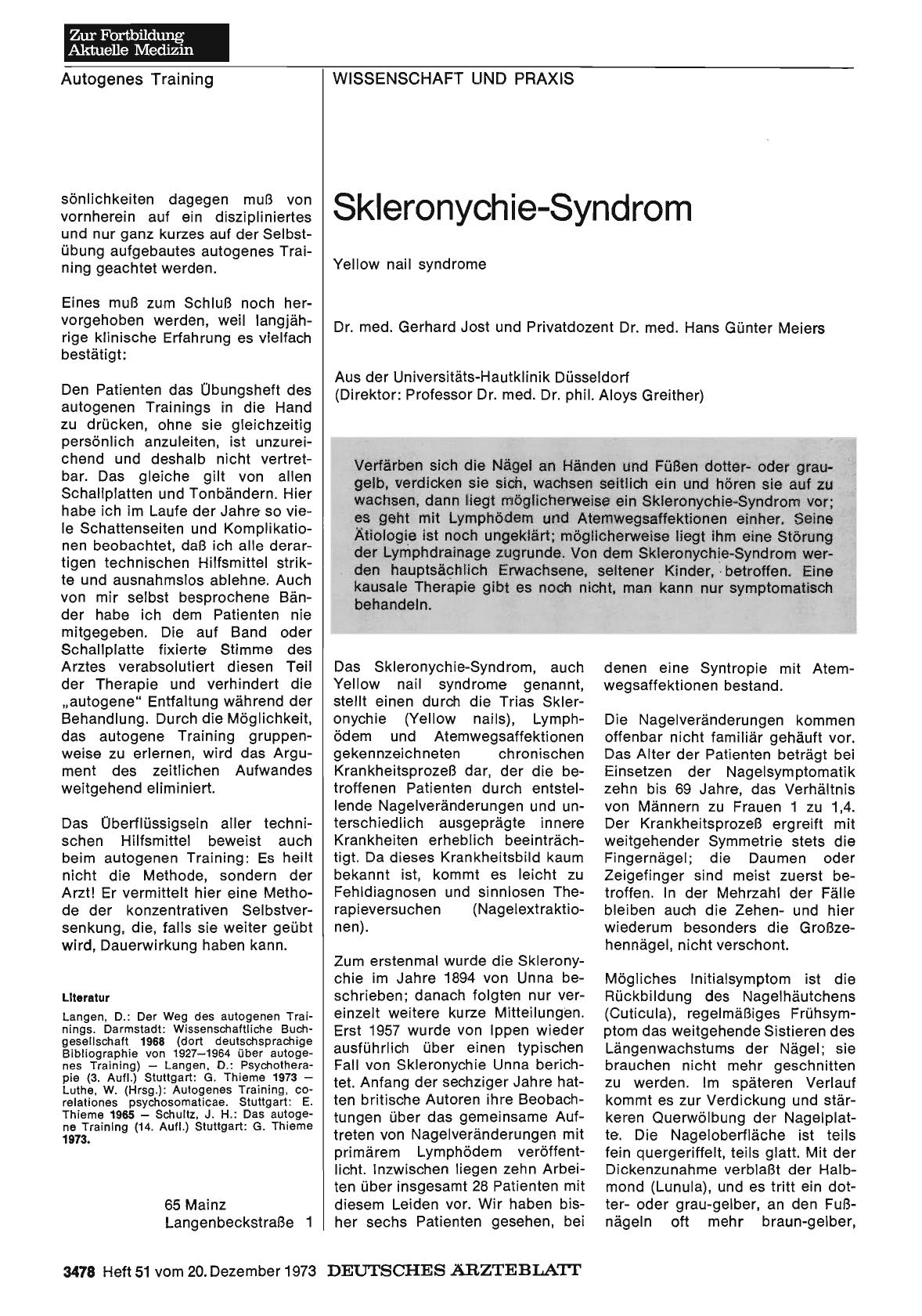 Vorschauseite 1: Skleronychie-Syndrom