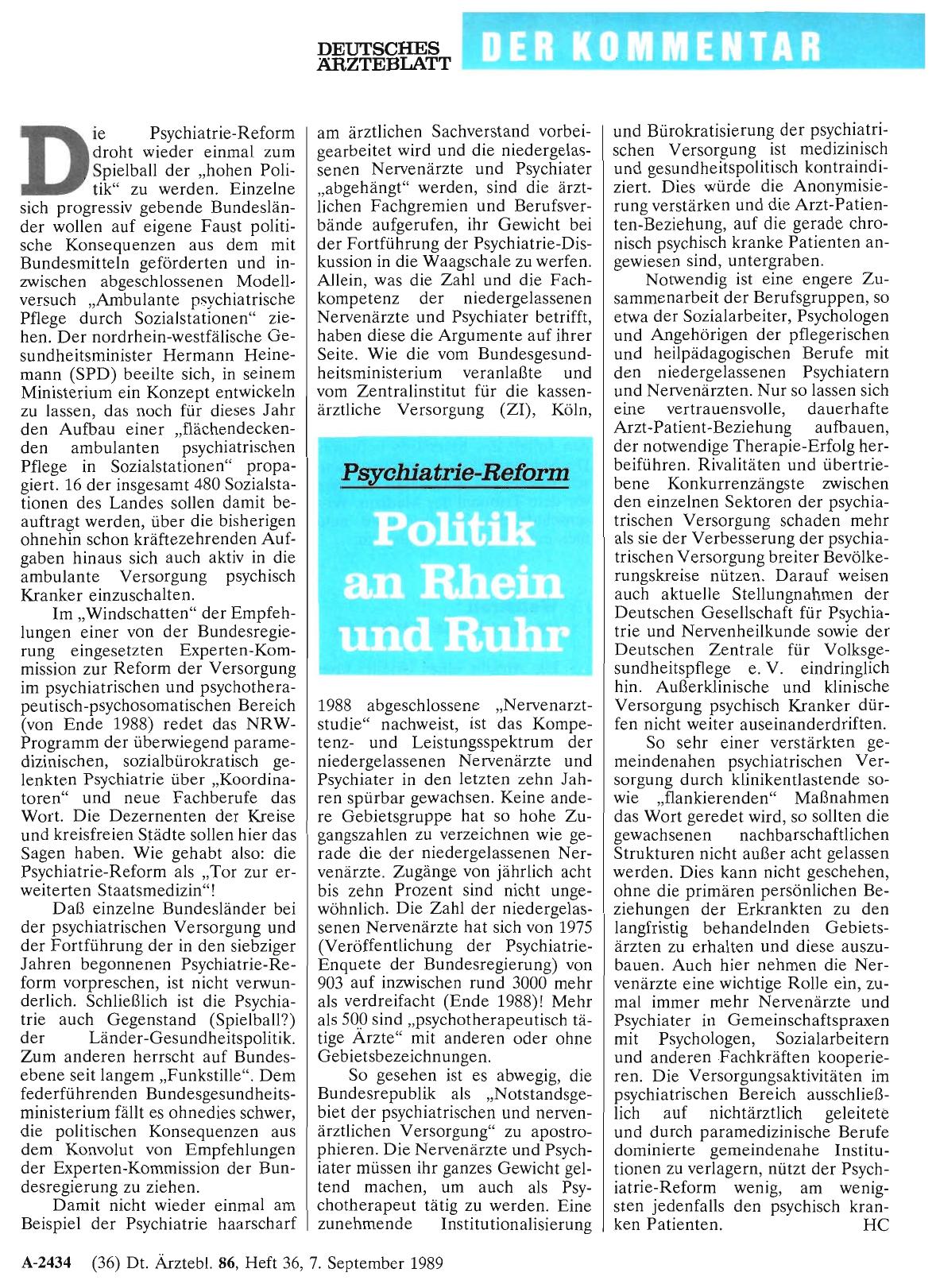 Vorschauseite 1: Psychiatrie-Reform: Politik an Rhein und Ruhr