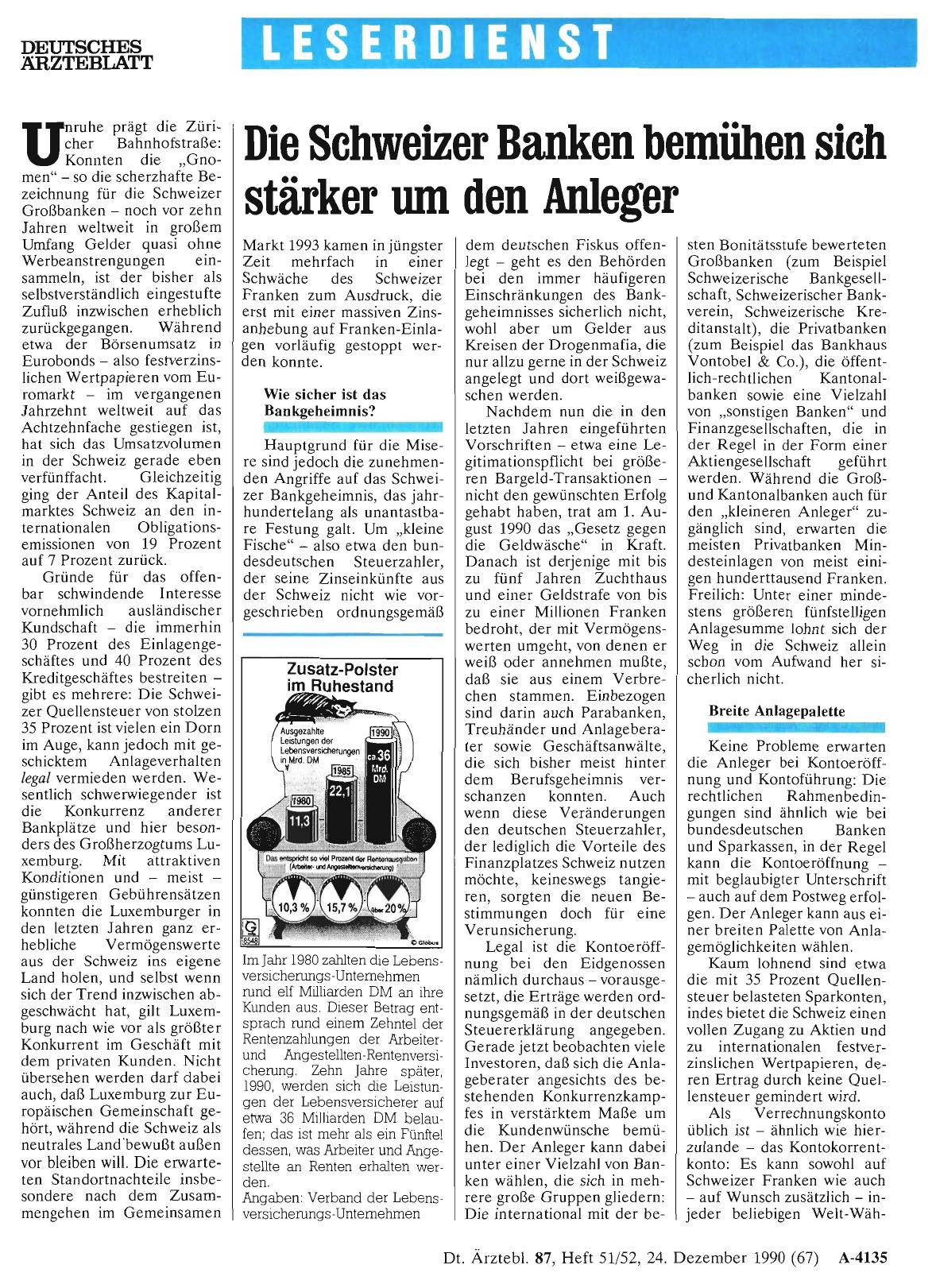 Vorschauseite 1: Die Schweizer Banken bemühen sich stärker um den Anleger