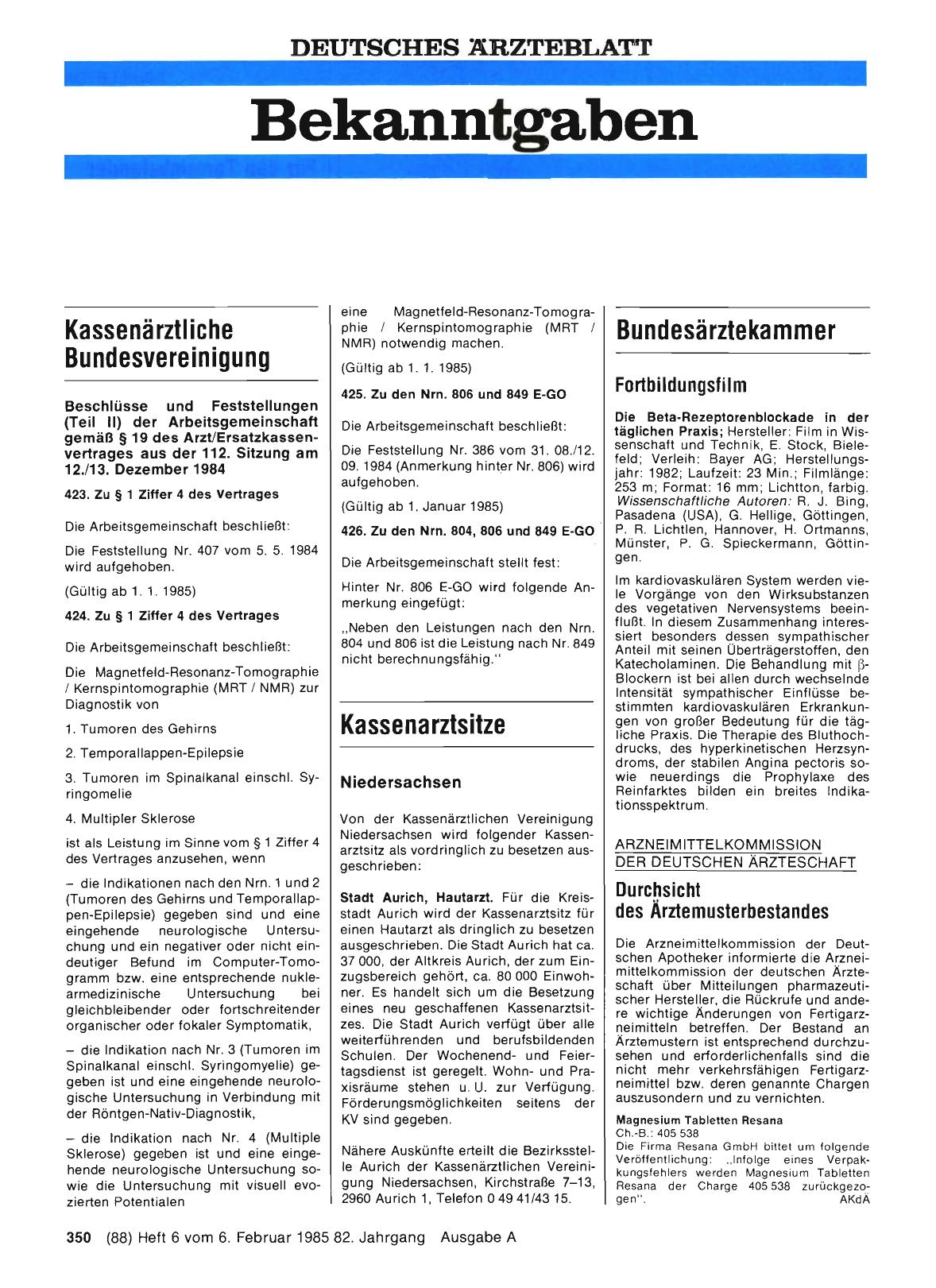 Vorschauseite 1: Kassenarztsitze