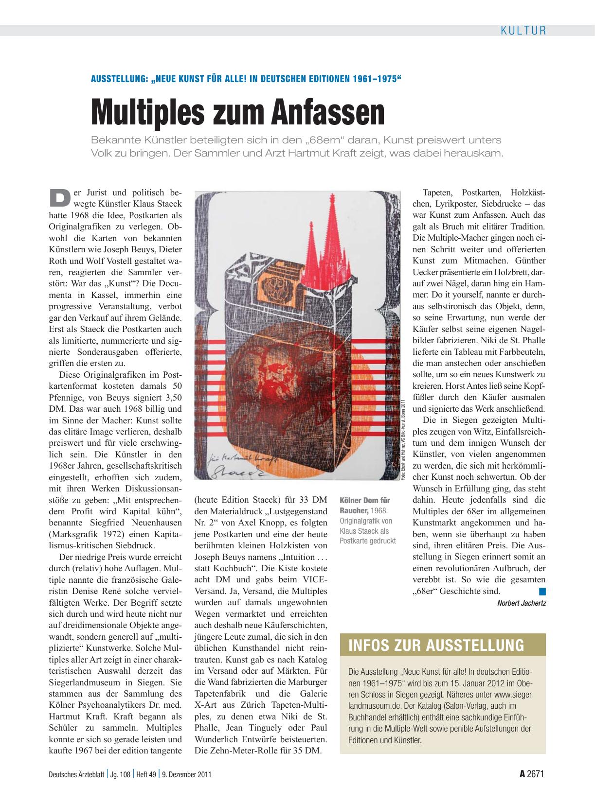 Vorschauseite 1: Ausstellung: „Neue Kunst für alle! In deutschen Editionen 1961–1975“: Multiples zum Anfassen