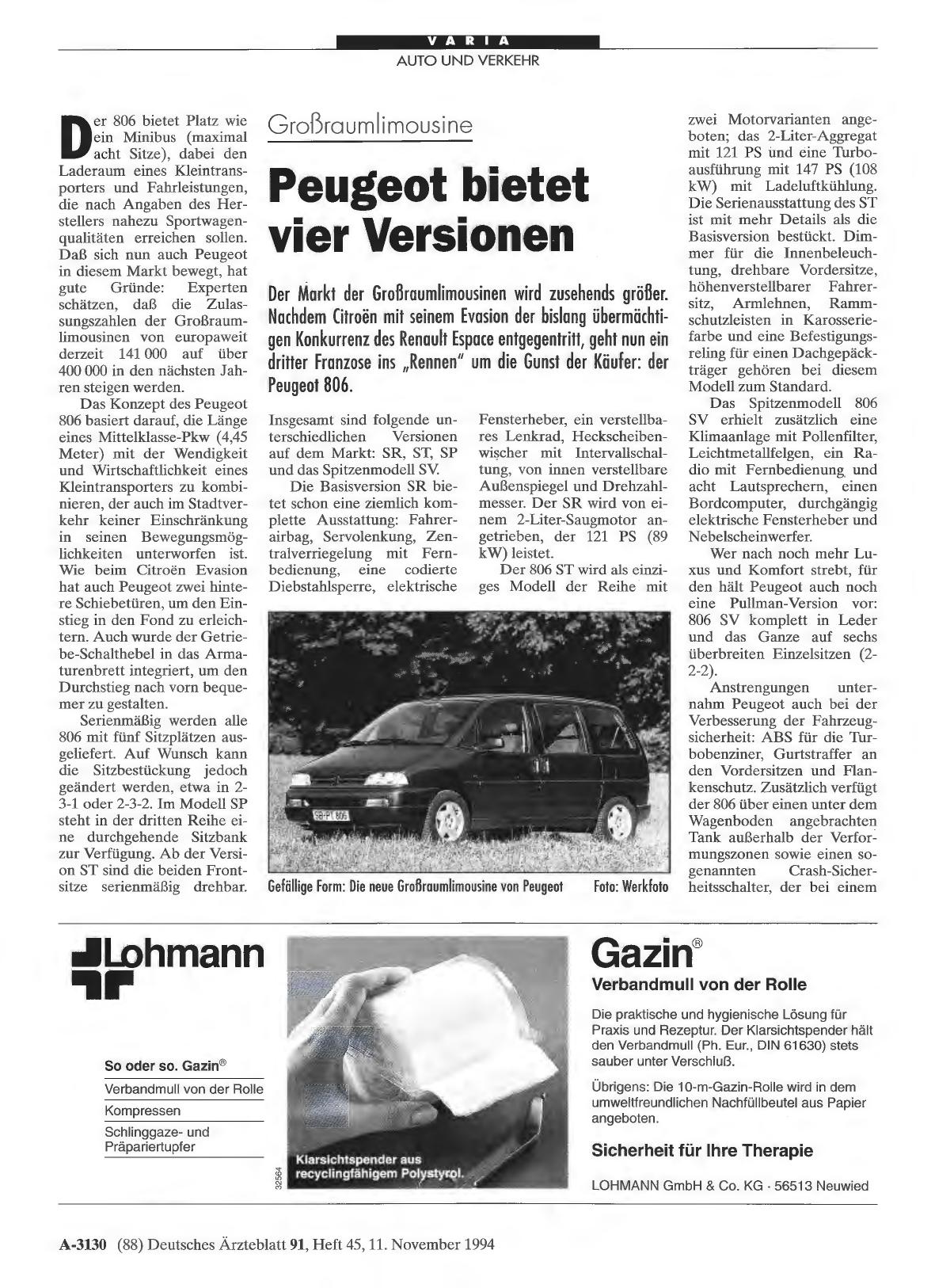Vorschauseite 1: Großraumlimousine: Peugeot bietet vier Versionen