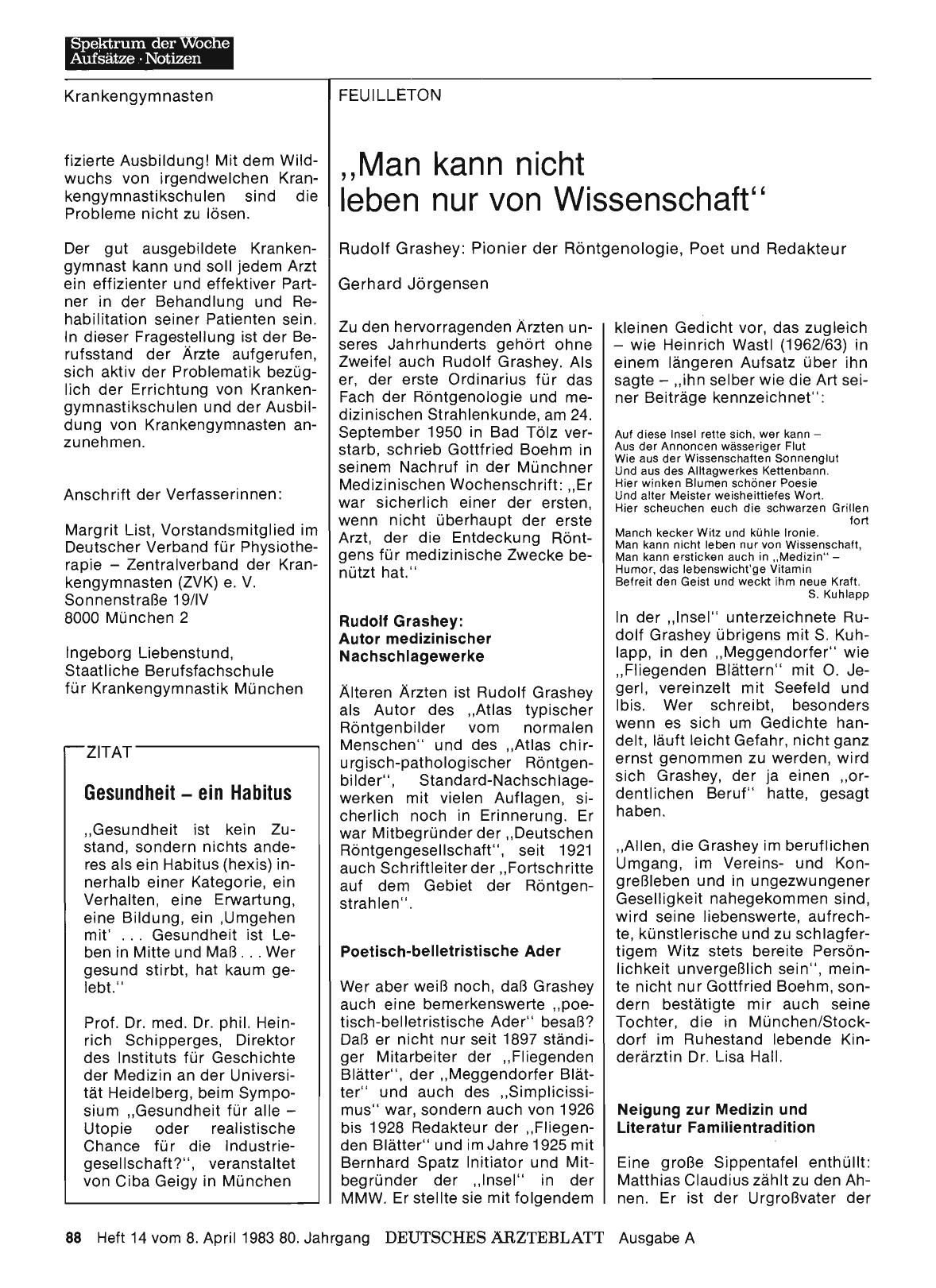 Vorschauseite 1: „Man kann nicht leben nur von Wissenschaft“