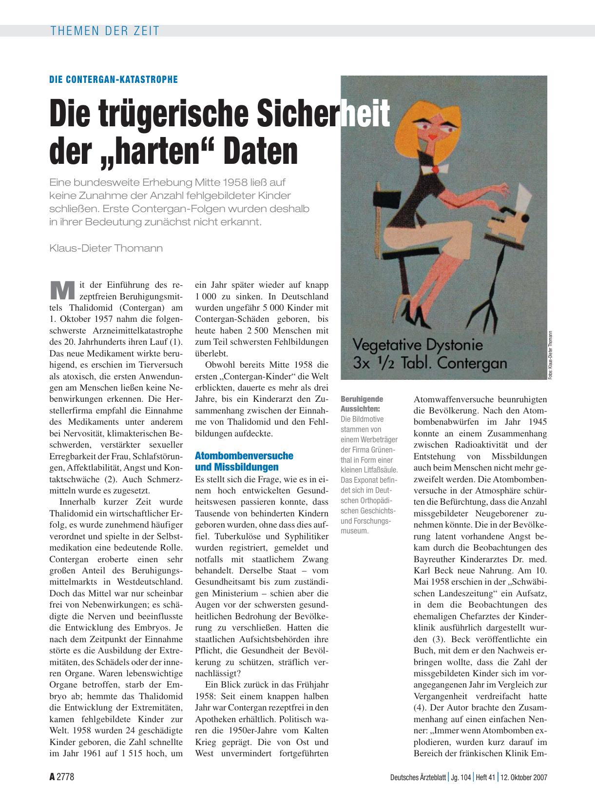 Vorschauseite 1: Die Contergan-Katastrophe: Die trügerische Sicherheit der „harten“ Daten