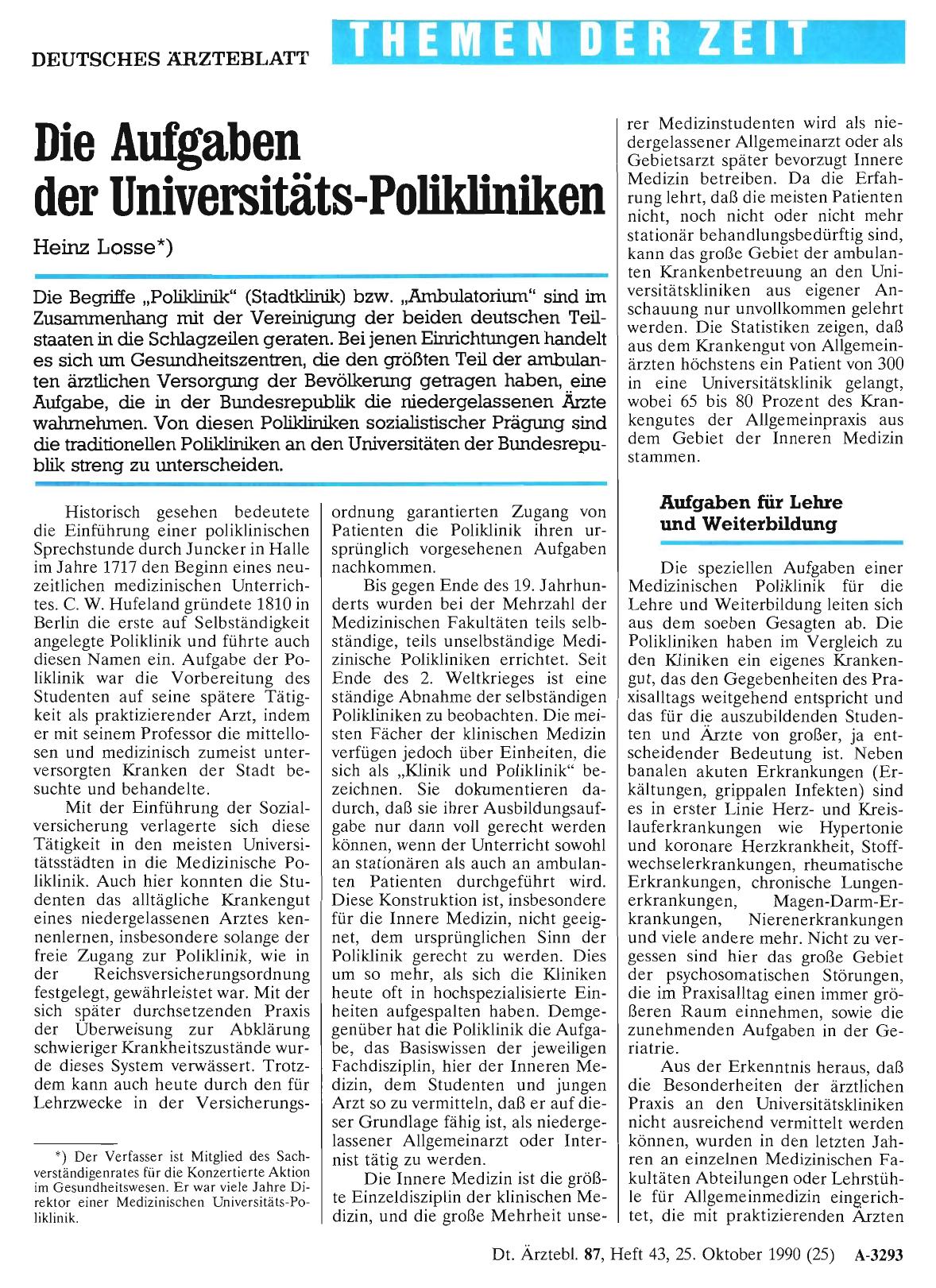 Vorschauseite 1: Die Aufgaben der Universitäts-Polikliniken