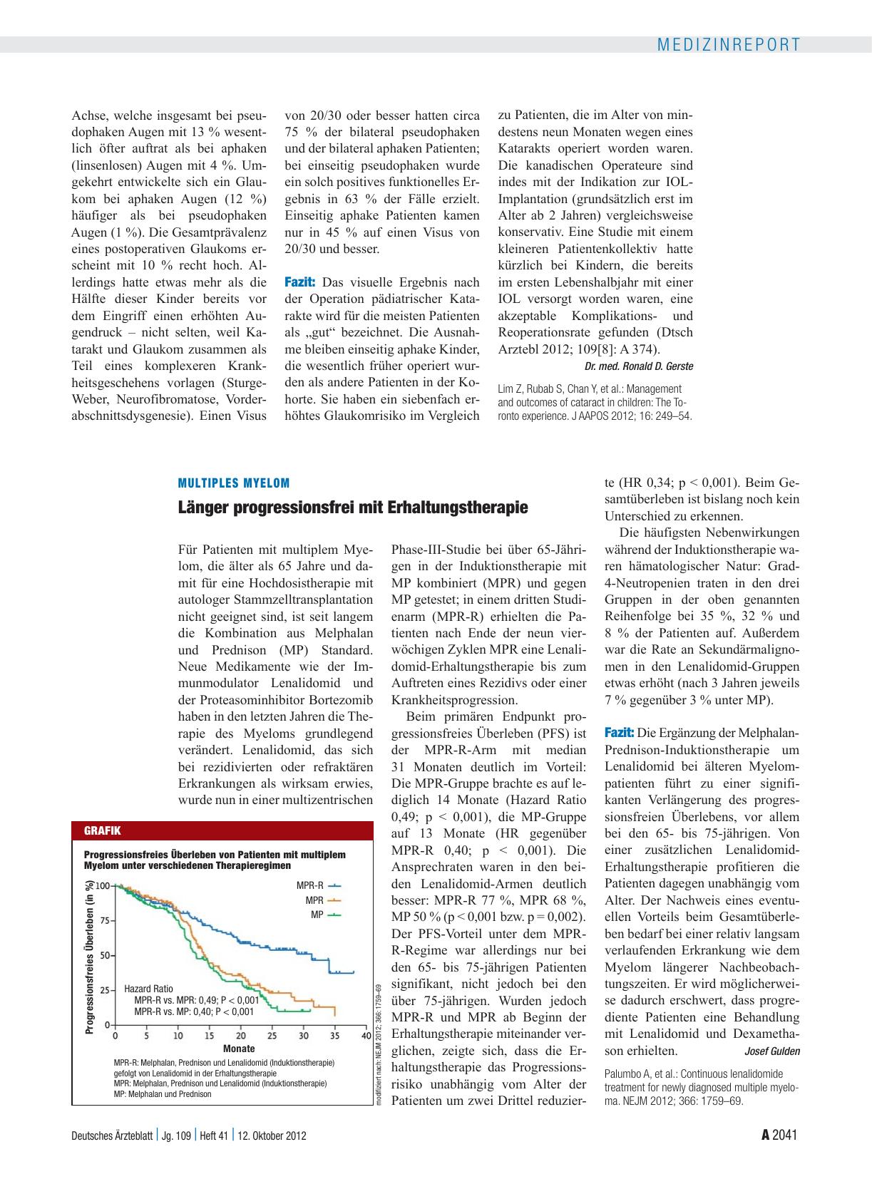 Vorschauseite 1: Multiples Myelom: Länger progressionsfrei mit Erhaltungstherapie