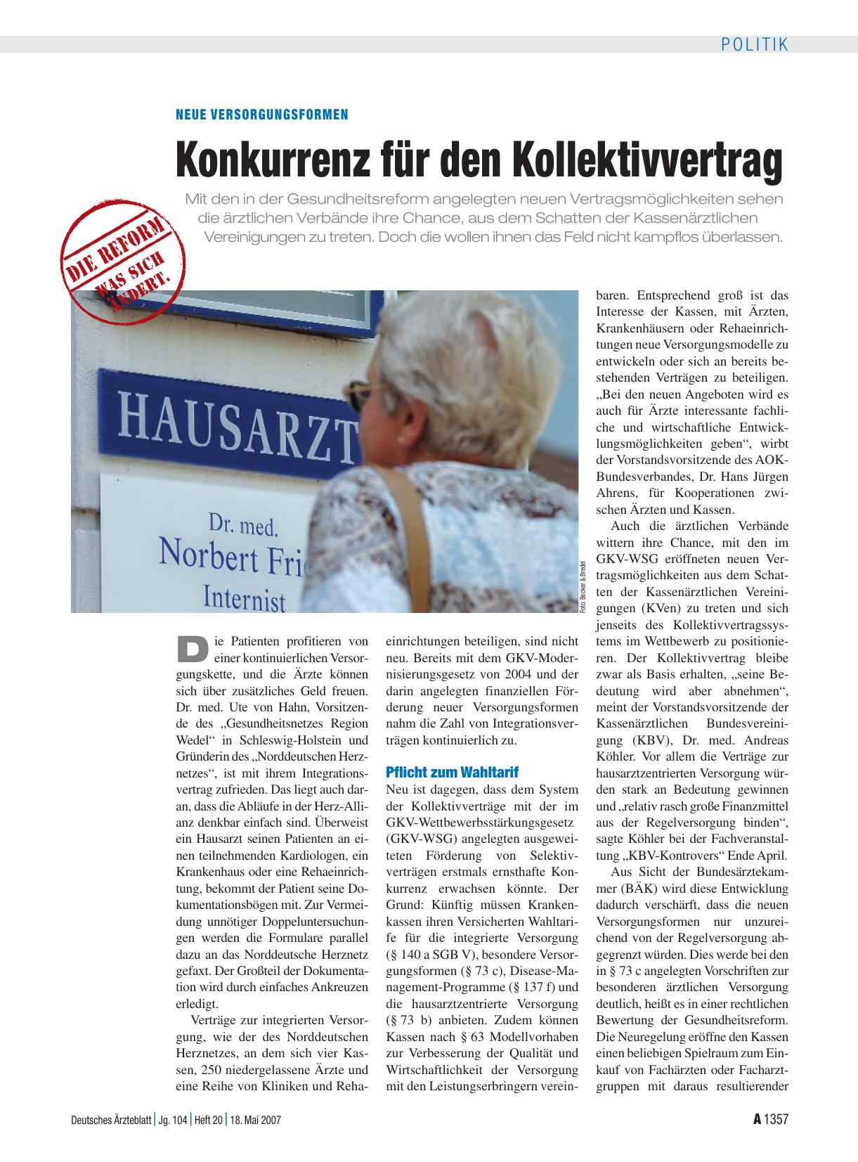 Vorschauseite 1: Neue Versorgungsformen: Konkurrenz für den Kollektivvertrag