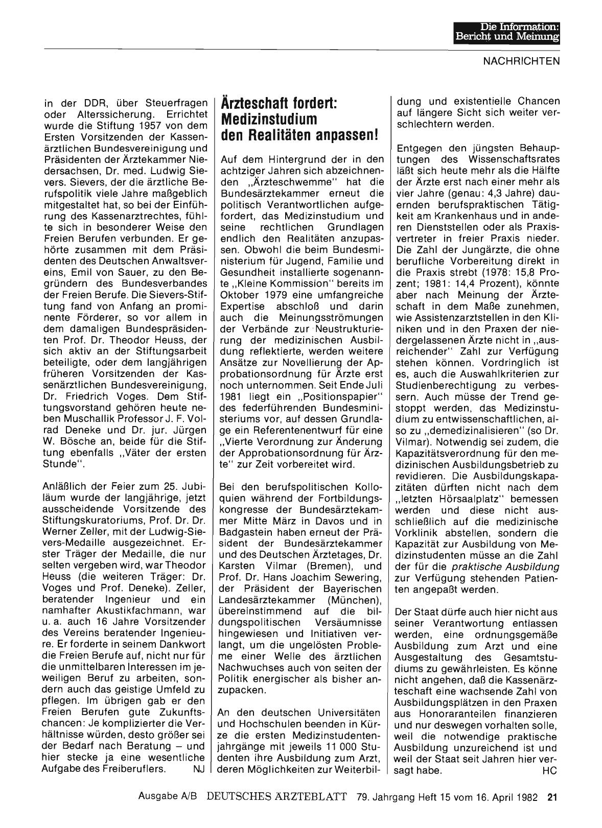 Vorschauseite 1: Ärzteschaft fordert: Medizinstudium den Realitäten anpassen!