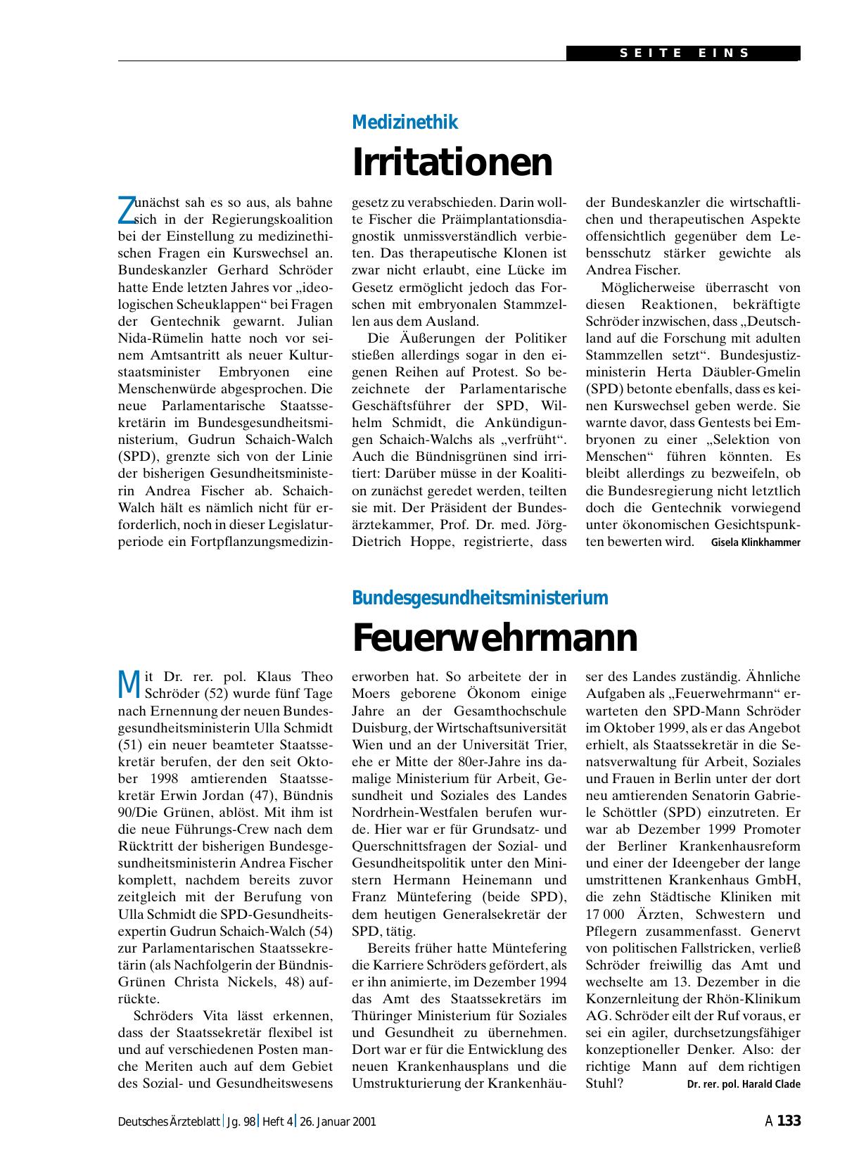 Vorschauseite 1: Bundesgesundheitsministerium: Feuerwehrmann