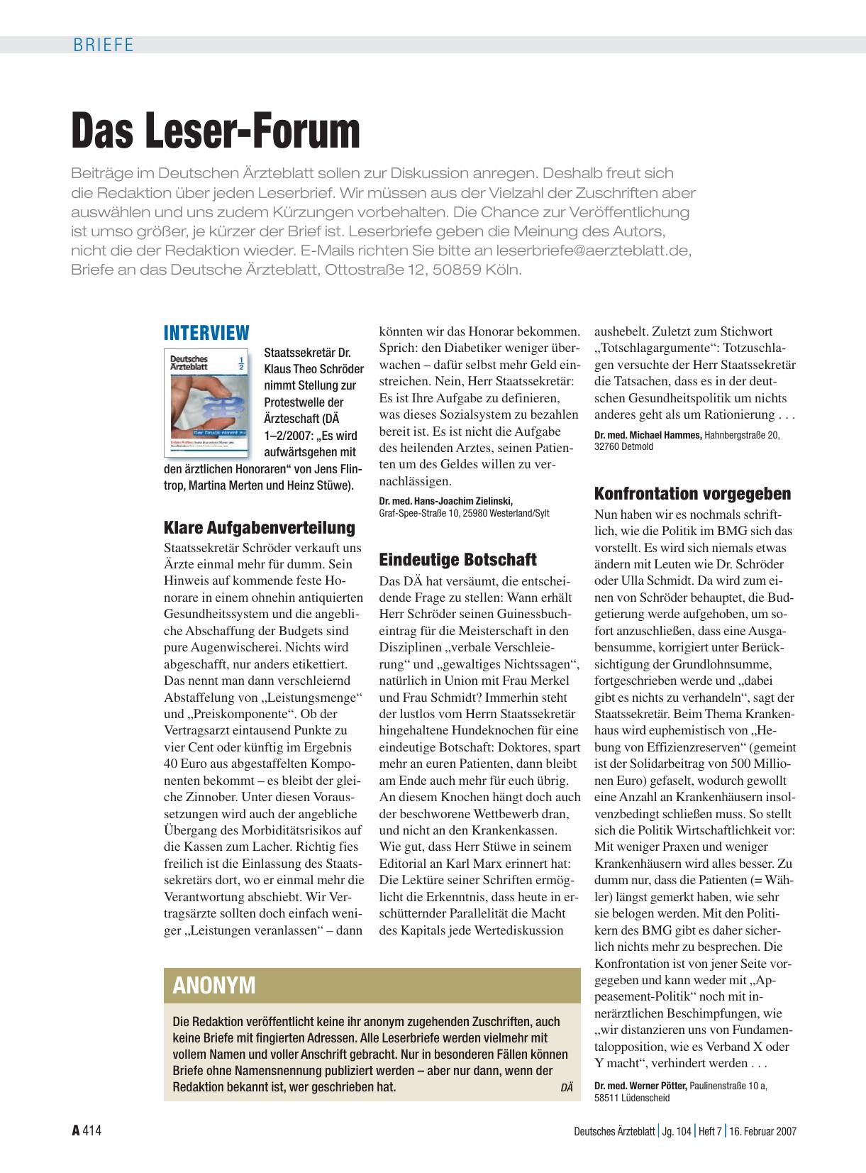 Vorschauseite 1: Interview: Eindeutige Botschaft