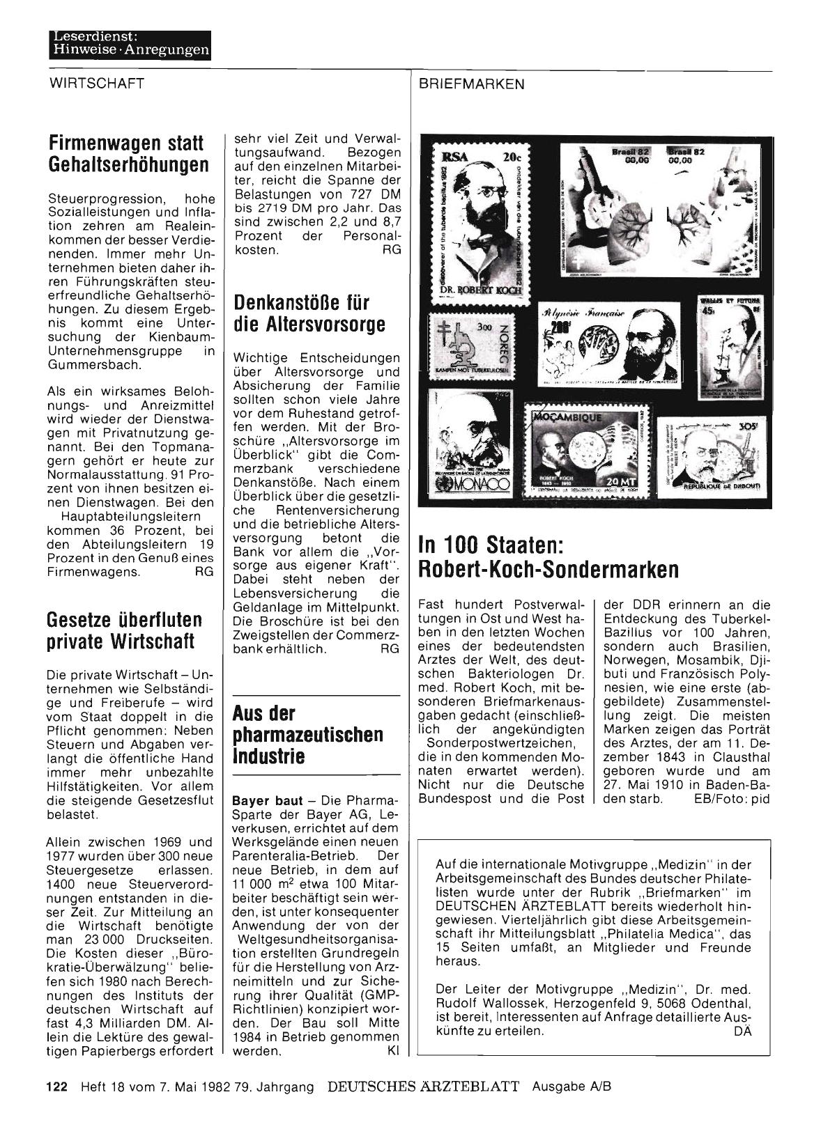 Vorschauseite 1: In 100 Staaten: Robert-Koch-Sondermarken