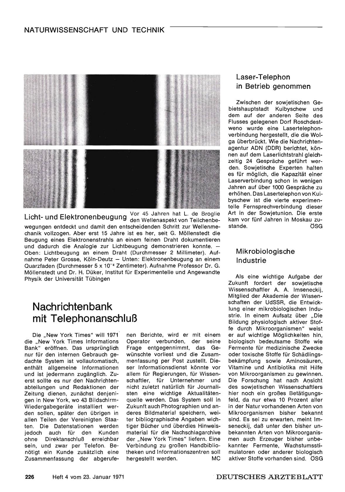 Vorschauseite 1: Laser-Telephon in Betrieb genommen