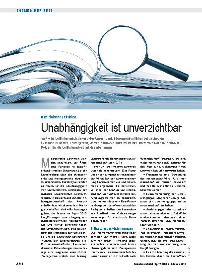 Vorschauseite 1: Medizinische Leitlinien: Unabhängigkeit ist unverzichtbar