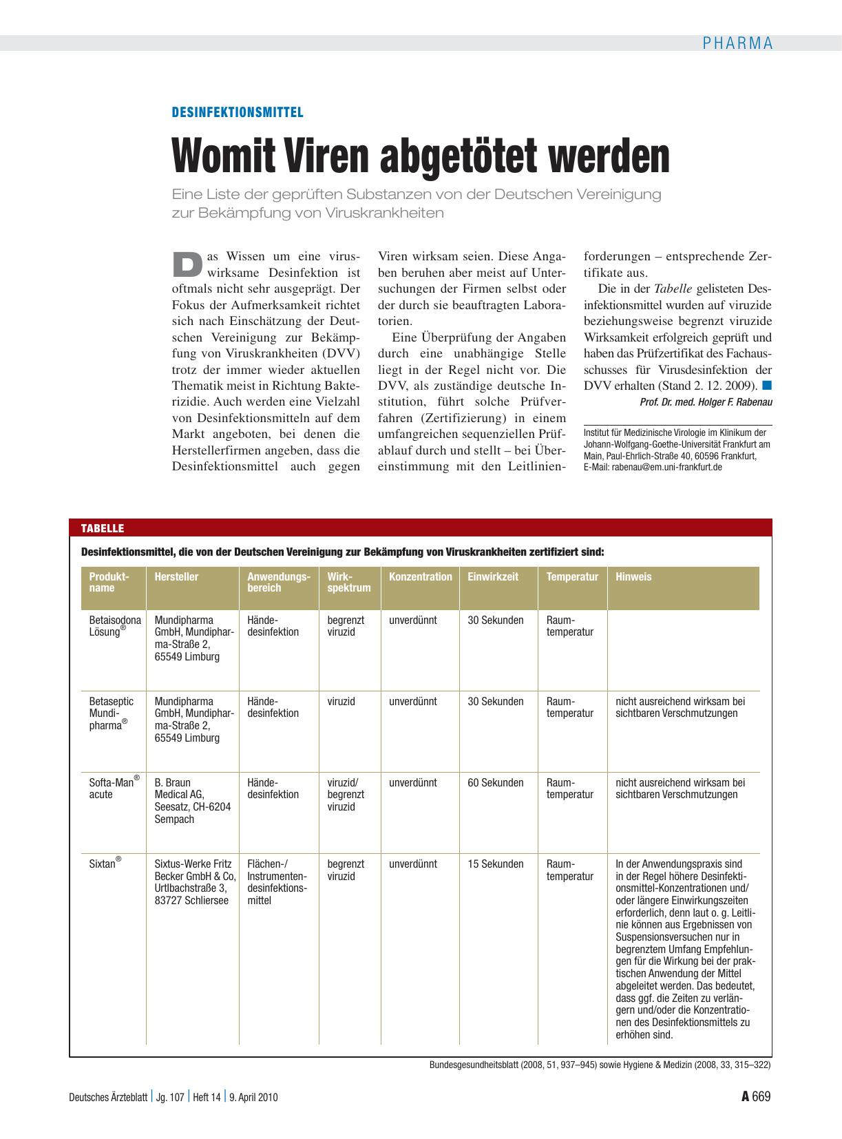 Vorschauseite 1: Desinfektionsmittel: Womit Viren abgetötet werden