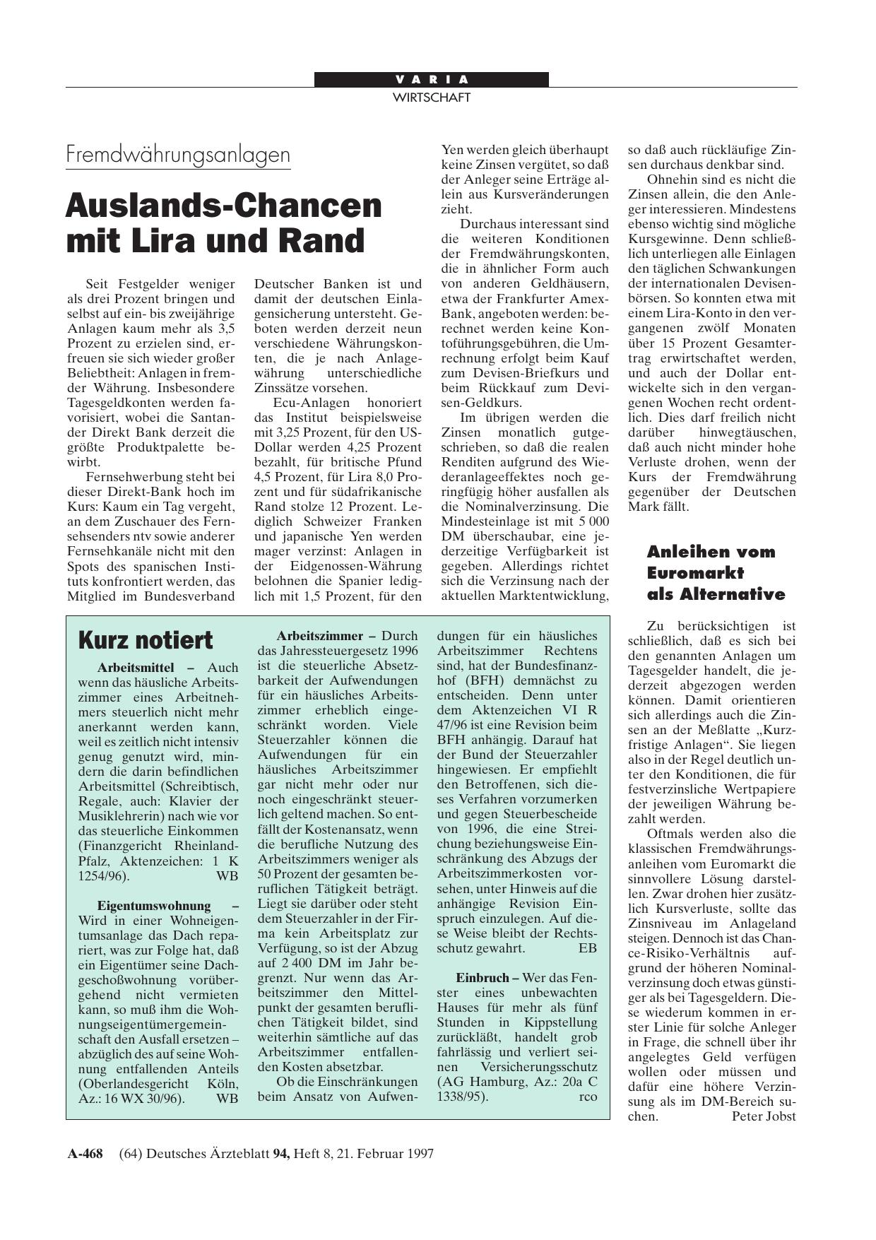 Vorschauseite 1: Kurz notiert