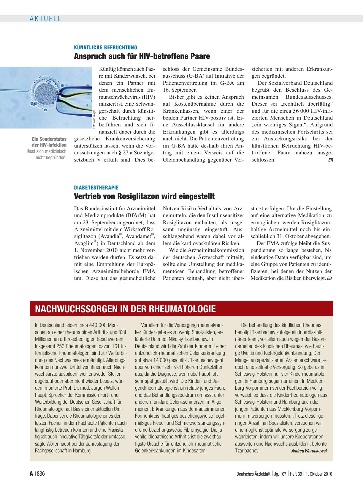 Vorschauseite 1: DiabetesTherapie: Vertrieb von Rosiglitazon wird eingestellt