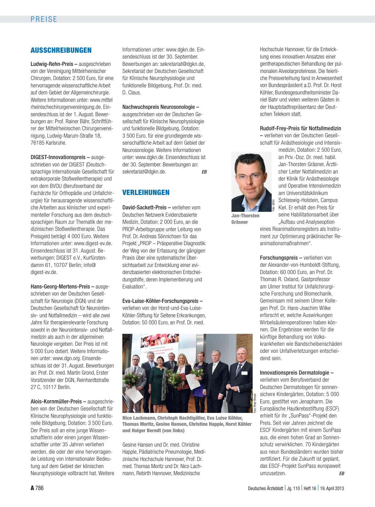 Vorschauseite 1: Verleihungen