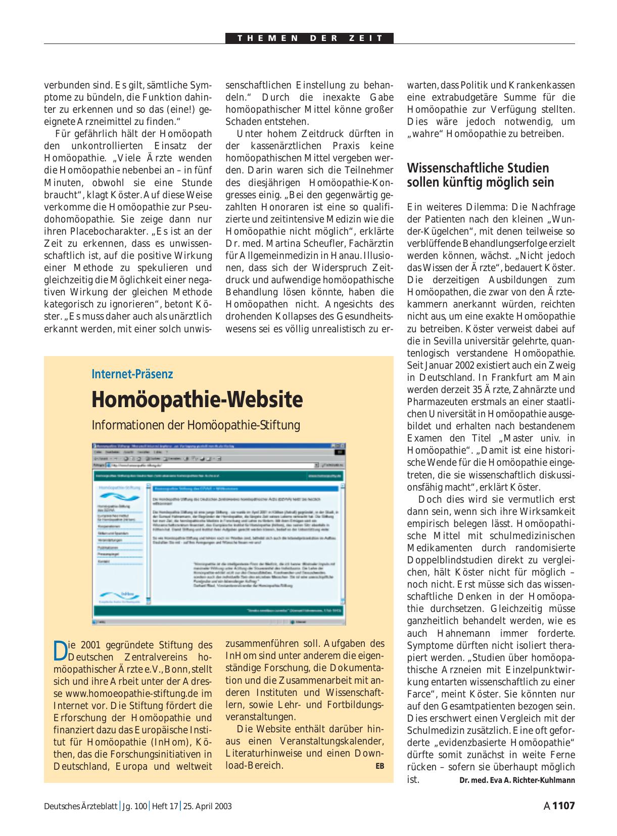 Vorschauseite 1: Internet-Präsenz: Homöopathie-Website