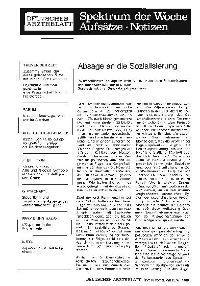 Vorschauseite 1: Absage an die Sozialisierung