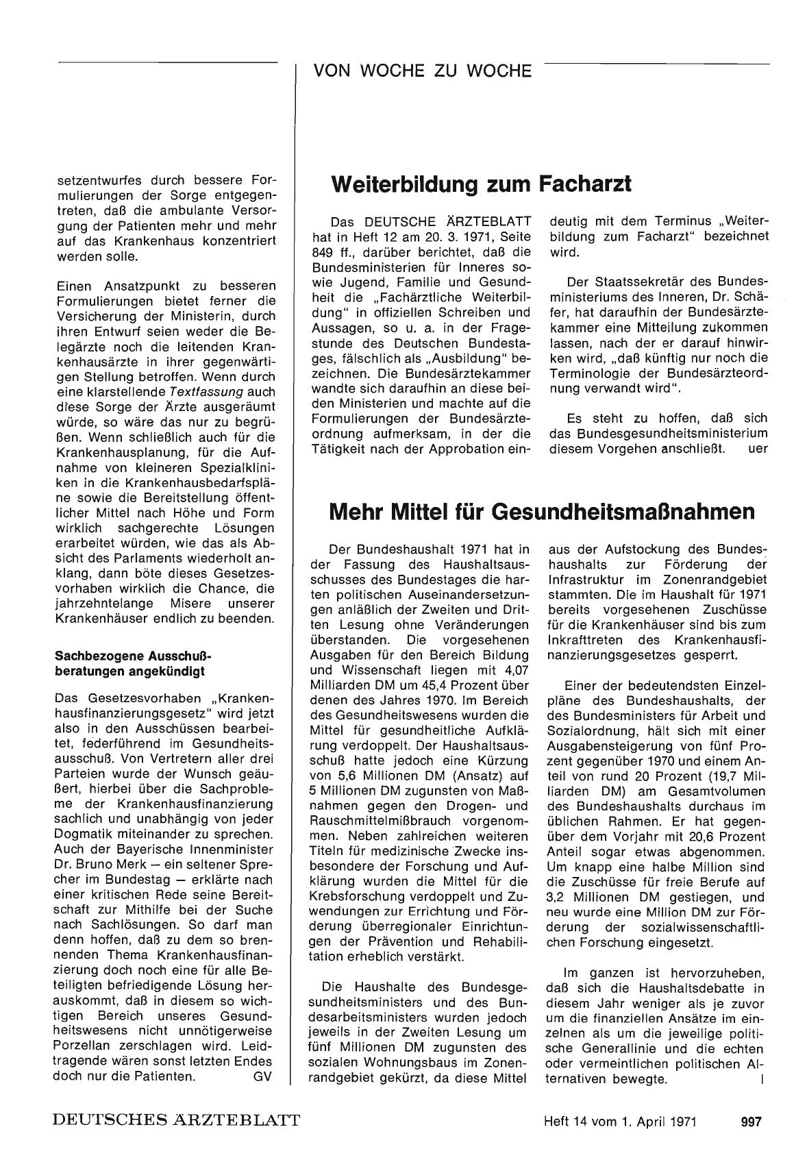 Vorschauseite 1: Mehr Mittel für Gesundheitsmaßnahmen