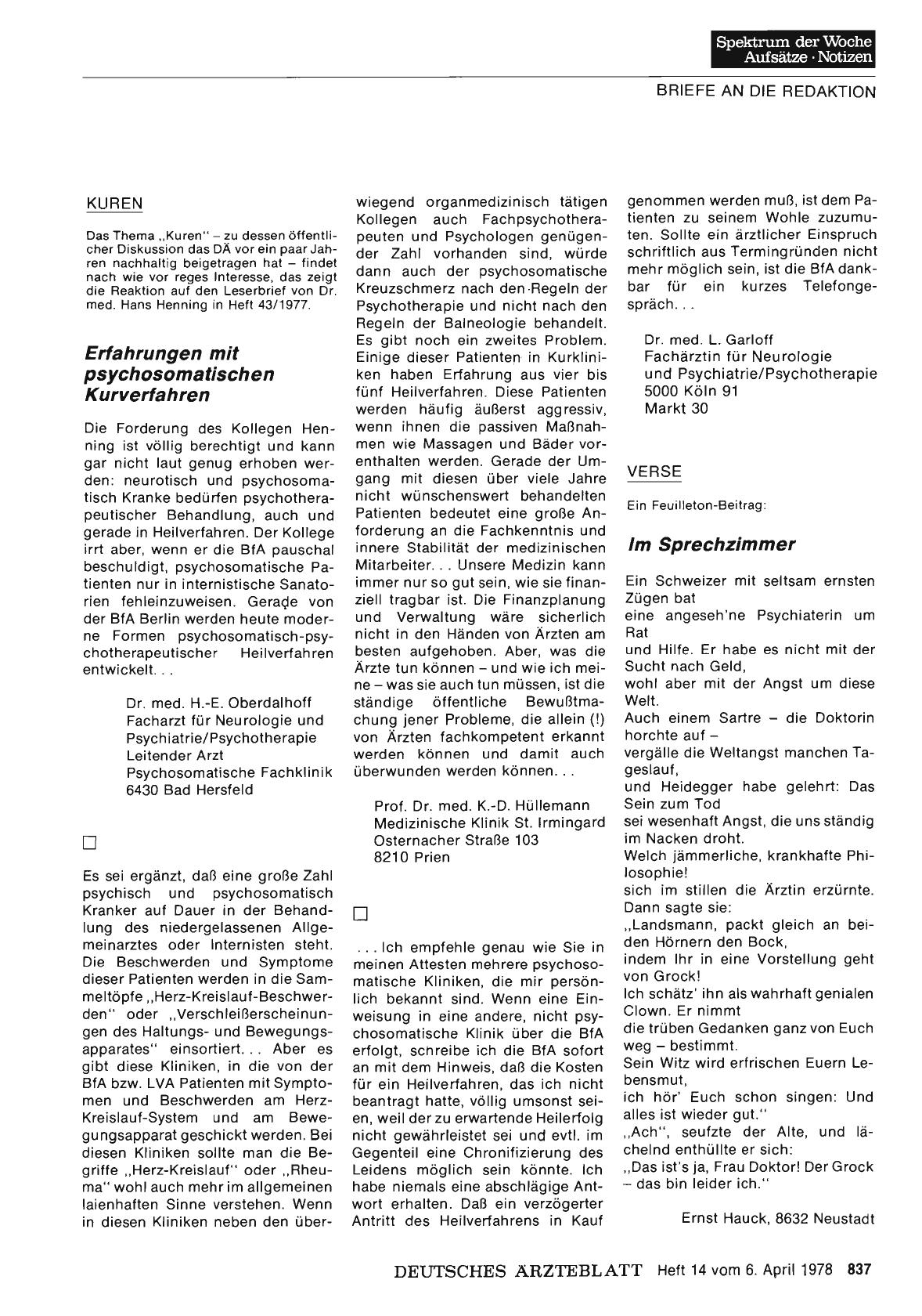 Vorschauseite 1: VERSE: Im Sprechzimmer