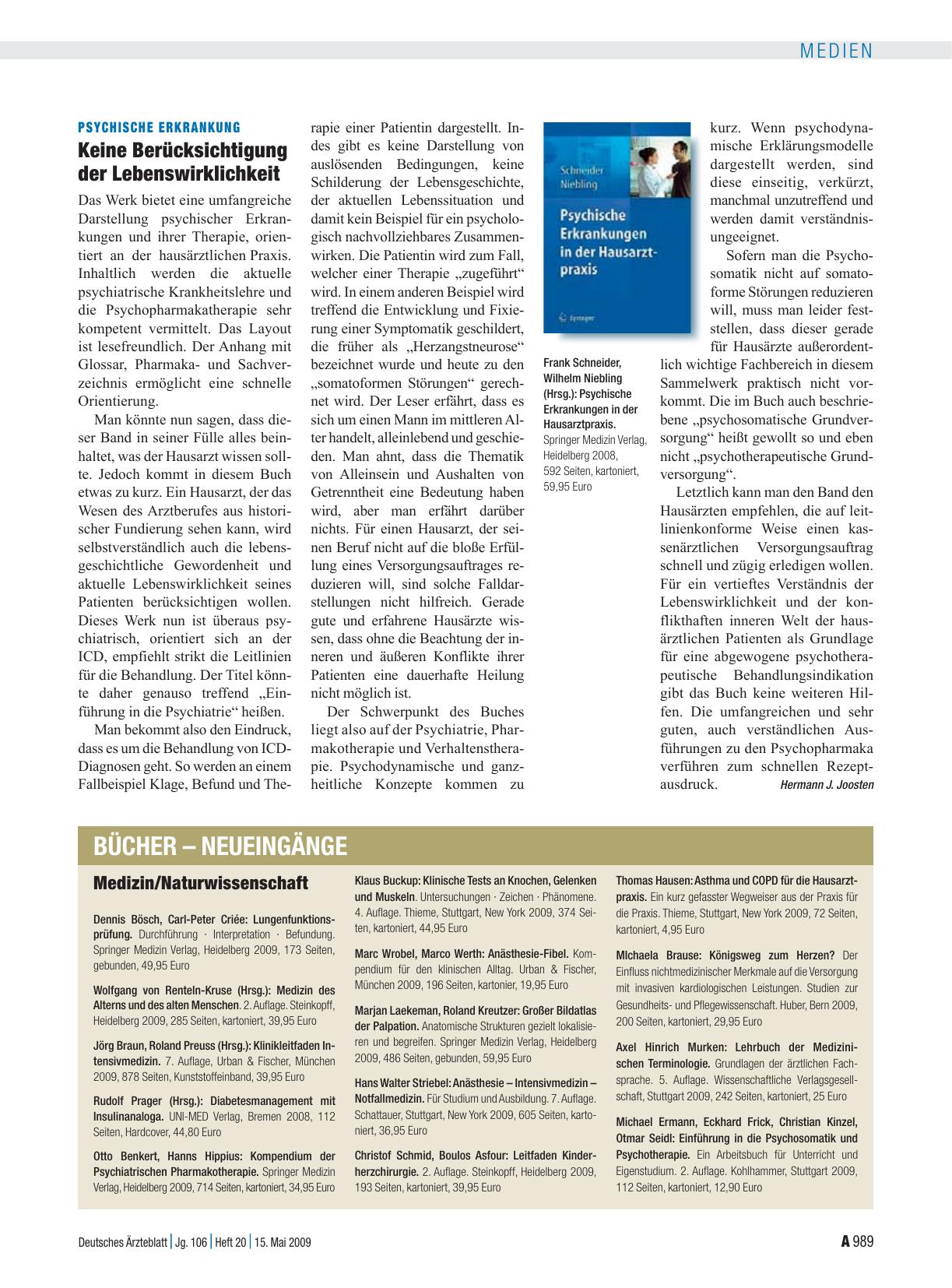 Vorschauseite 1: Bücher – Neueingänge: Medizin/Naturwissenschaft