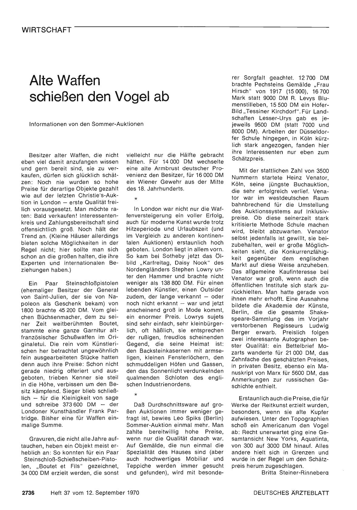 Vorschauseite 1: Alte Waffen schießen den Vogel ab
