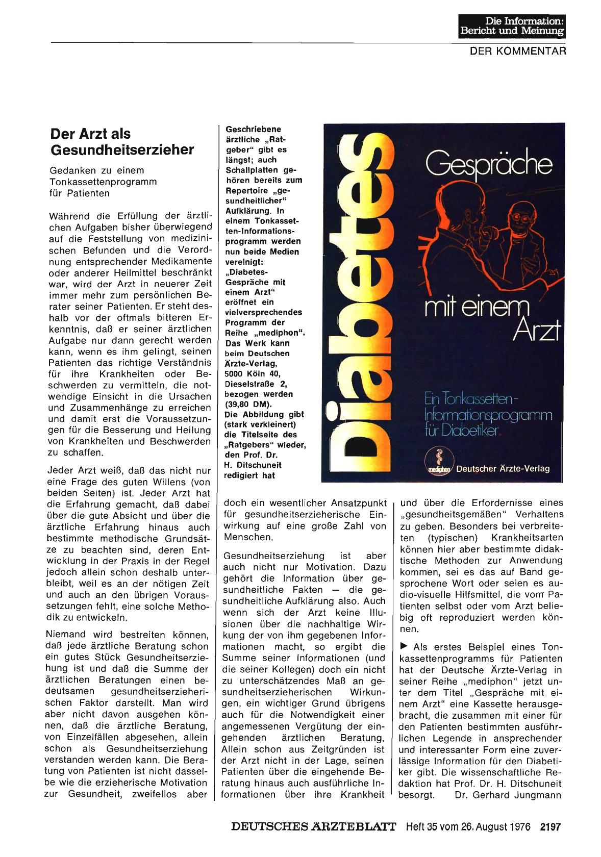 Vorschauseite 1: Der Arzt als Gesundheitserzieher