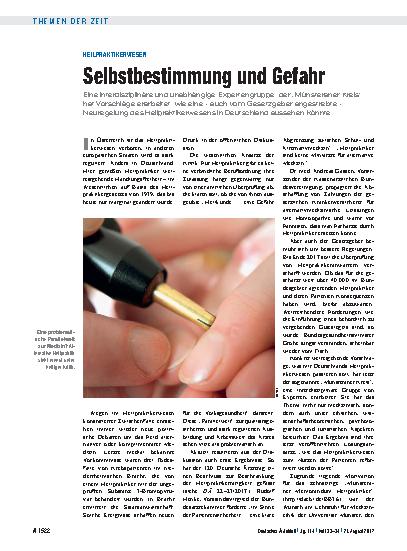 Vorschauseite 1: Heilpraktikerwesen: Selbstbestimmung und Gefahr