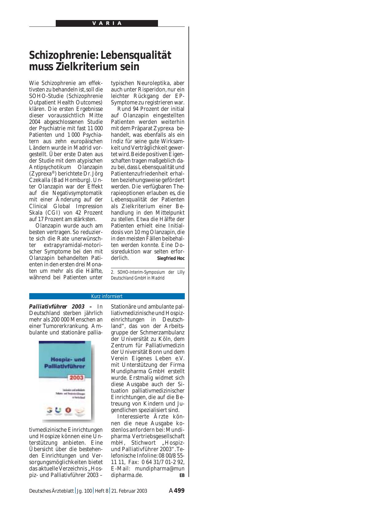 Vorschauseite 1: Palliativführer 2003