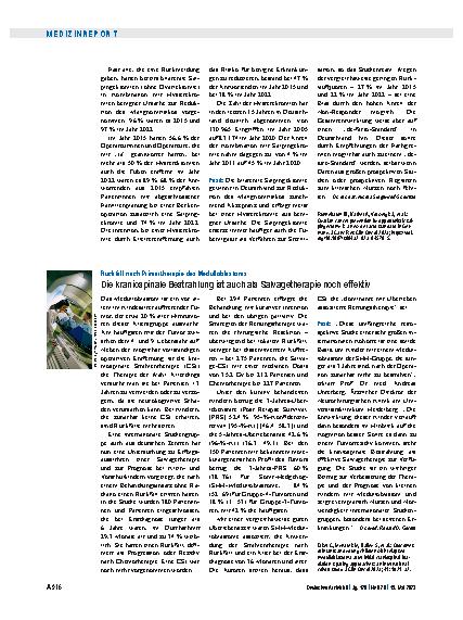 Vorschauseite 1: Rückfall nach Primärtherapie des Medulloblastoms: Die kraniospinale Bestrahlung ist auch als Salvagetherapie noch effektiv.