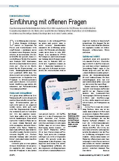 Vorschauseite 1: Elektronisches Rezept: Einführung mit offenen Fragen