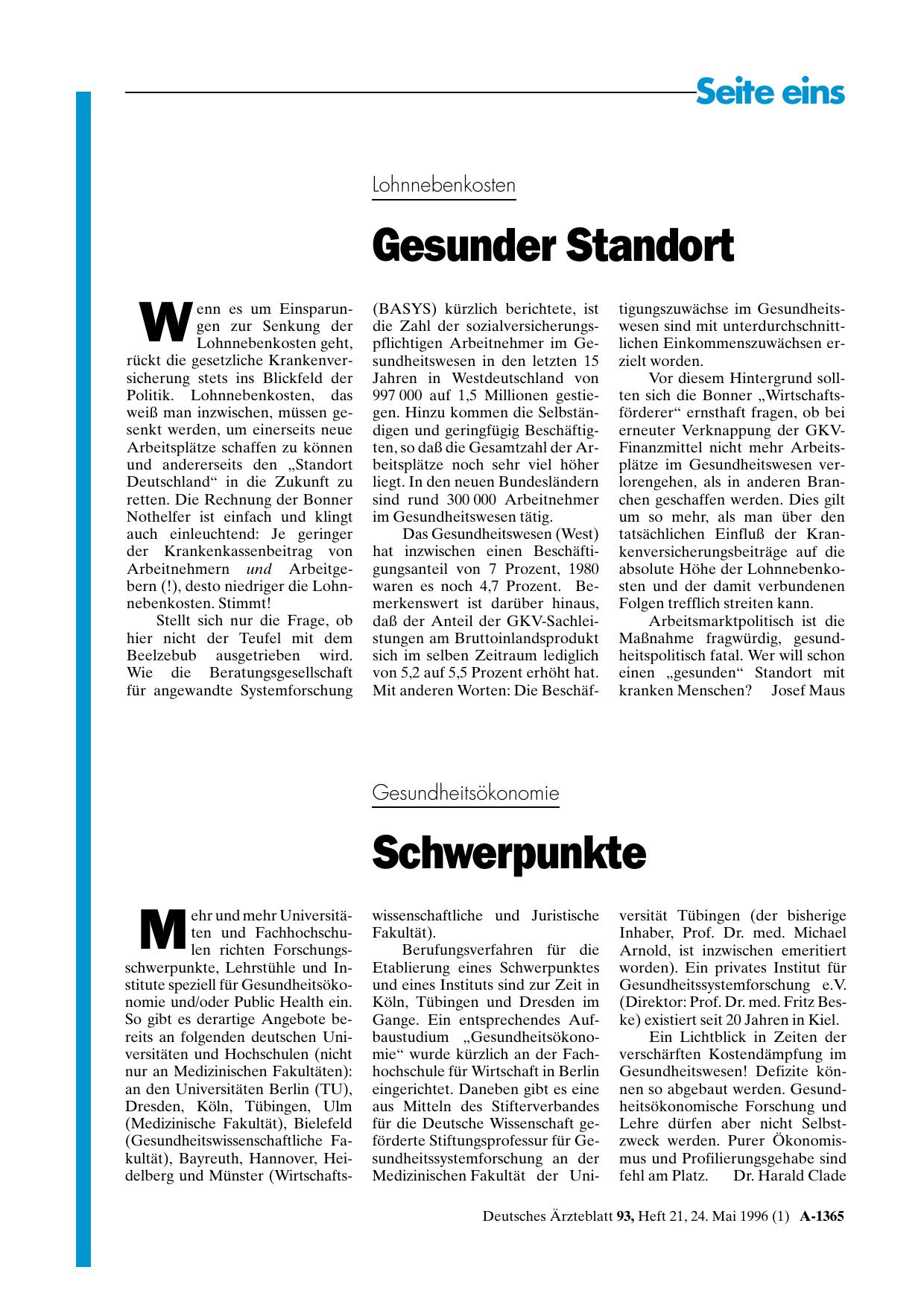 Vorschauseite 1: Lohnnebenkosten: Gesunder Standort