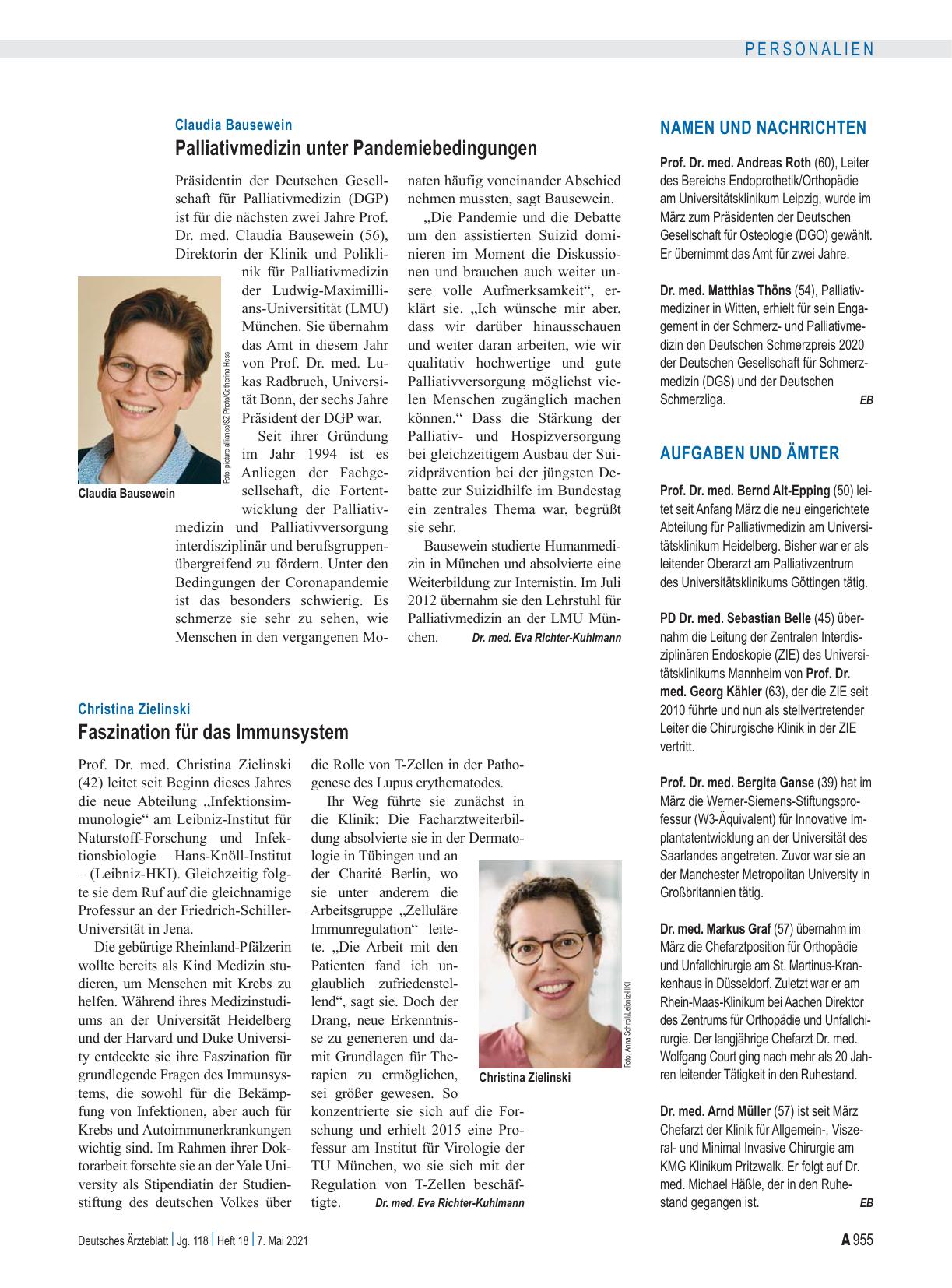 Vorschauseite 1: Christina Zielinski: Faszination für das Immunsystem