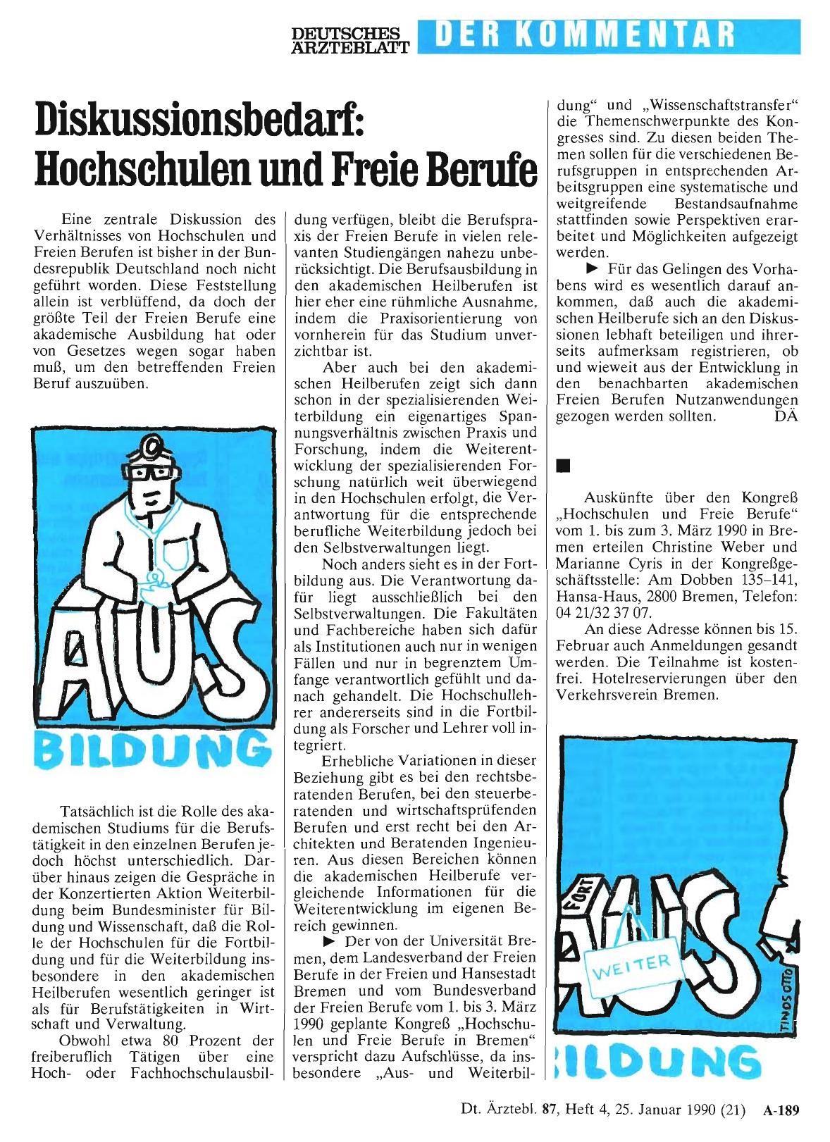 Vorschauseite 1: Diskussionsbedarf: Hochschulen und Freie Berufe