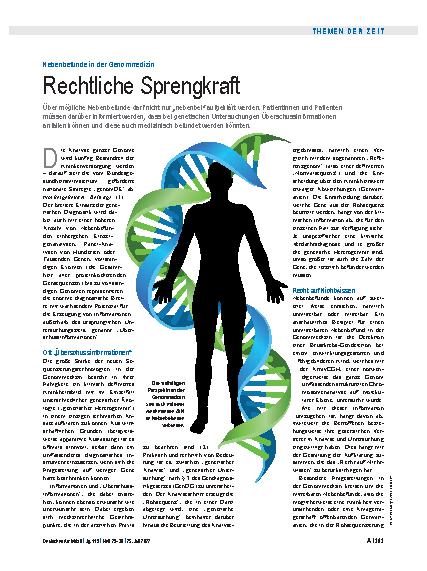 Vorschauseite 1: Nebenbefunde in der Genommedizin: Rechtliche Sprengkraft