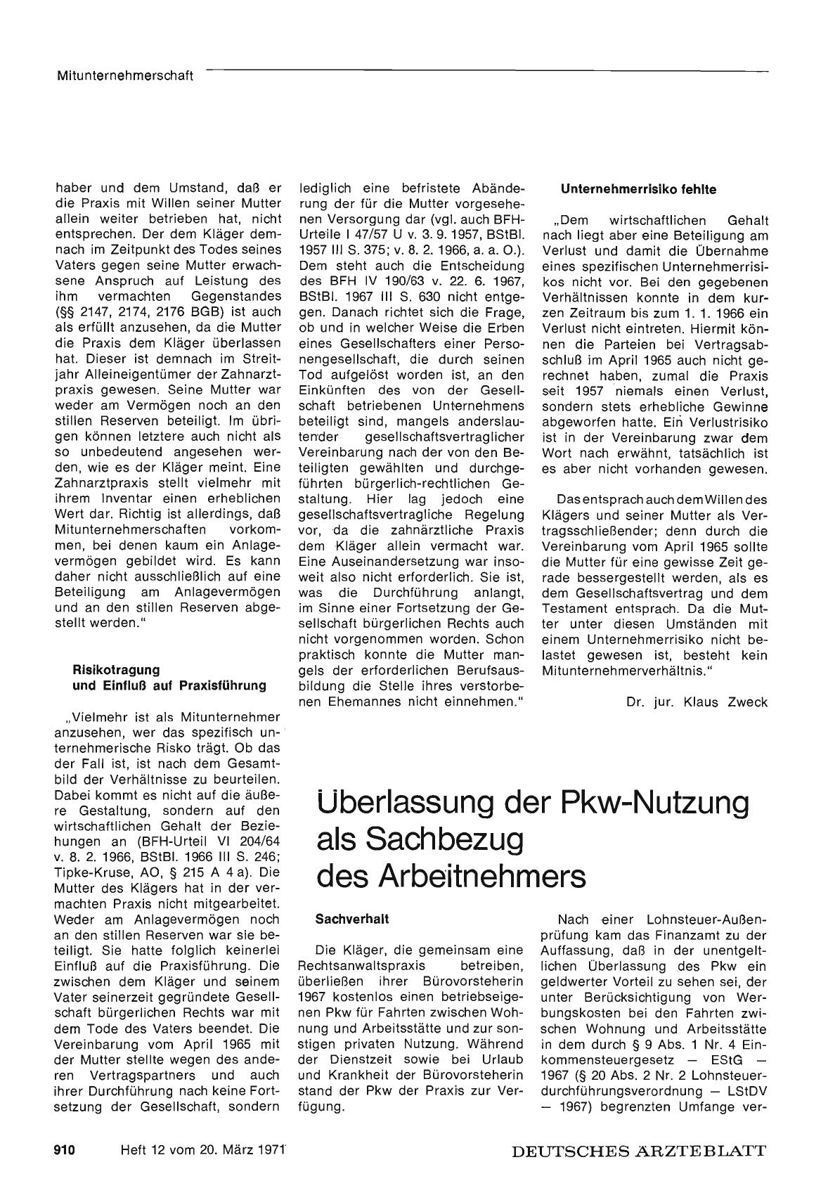 Vorschauseite 1: Überlassung der Pkw-Nutzung als Sachbezug des Arbeitnehmers