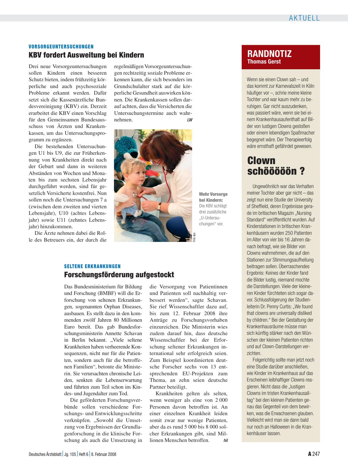 Vorschauseite 1: Vorsorgeuntersuchungen: KBV fordert Ausweitung bei Kindern