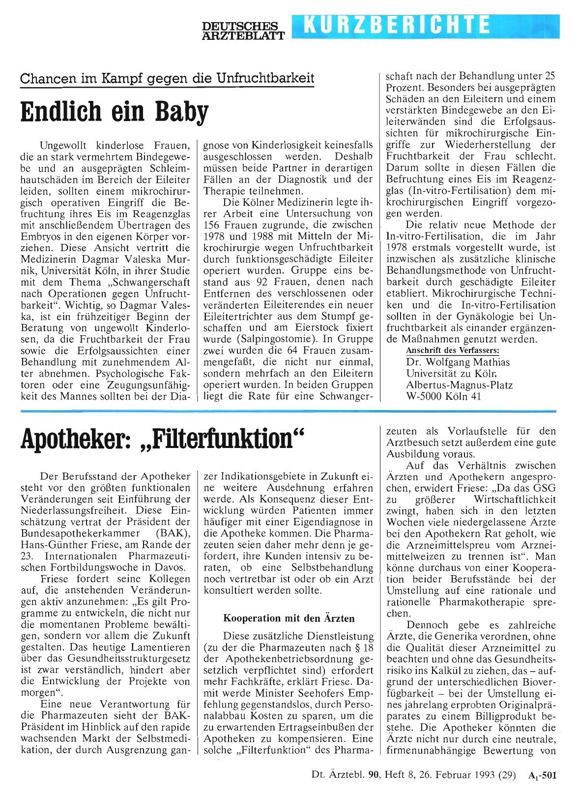 Vorschauseite 1: Apotheker: „Filterfunktion“